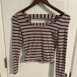 Pink and black striped crop top